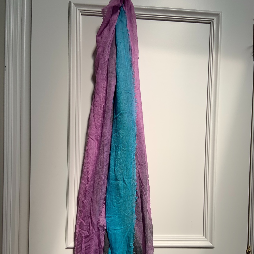 M Missoni silk blend blue and purple ombre scarf
